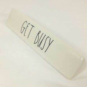 Rae Dunn Desk Sign Get Busy Plaque Office Artisan Collection 192 Magenta 8" Inch